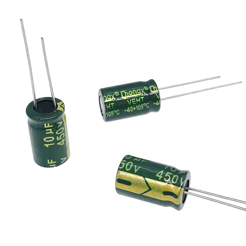 10pcs 450V 10UF Capacitor 10X17MM(0.39x0.67in) High Frequency Aluminum Electrolytic Capacitors for TV, LCD Monitor, Game