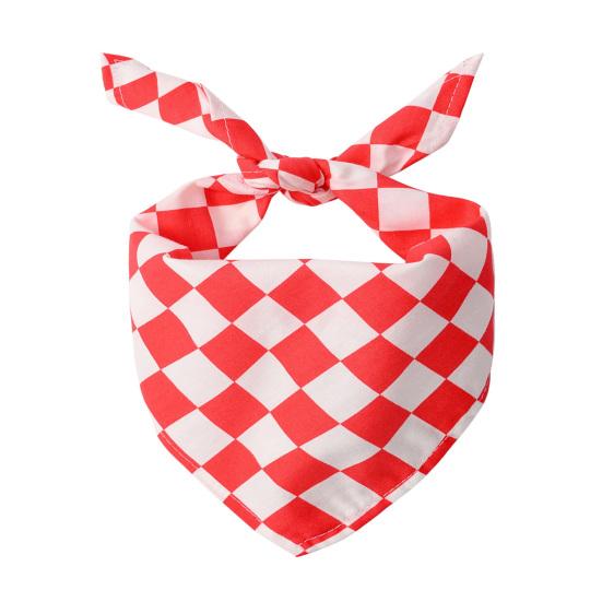 Teddy Kerchief Long Lifespan Easy To Wear Cotton Checkerboard Grid Dog Bandana for Spring