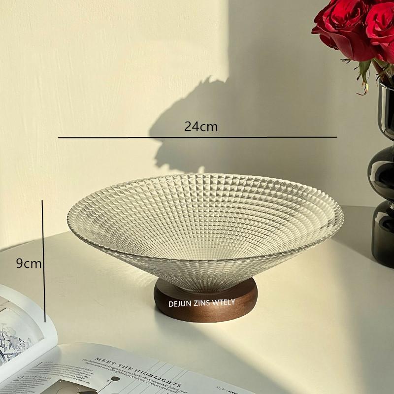 Exquisite Glass Fruit Plate Living Room Coffee Table Candy Tray High-end Home Snack Storage Plate Desktop Decorative Glass Plate