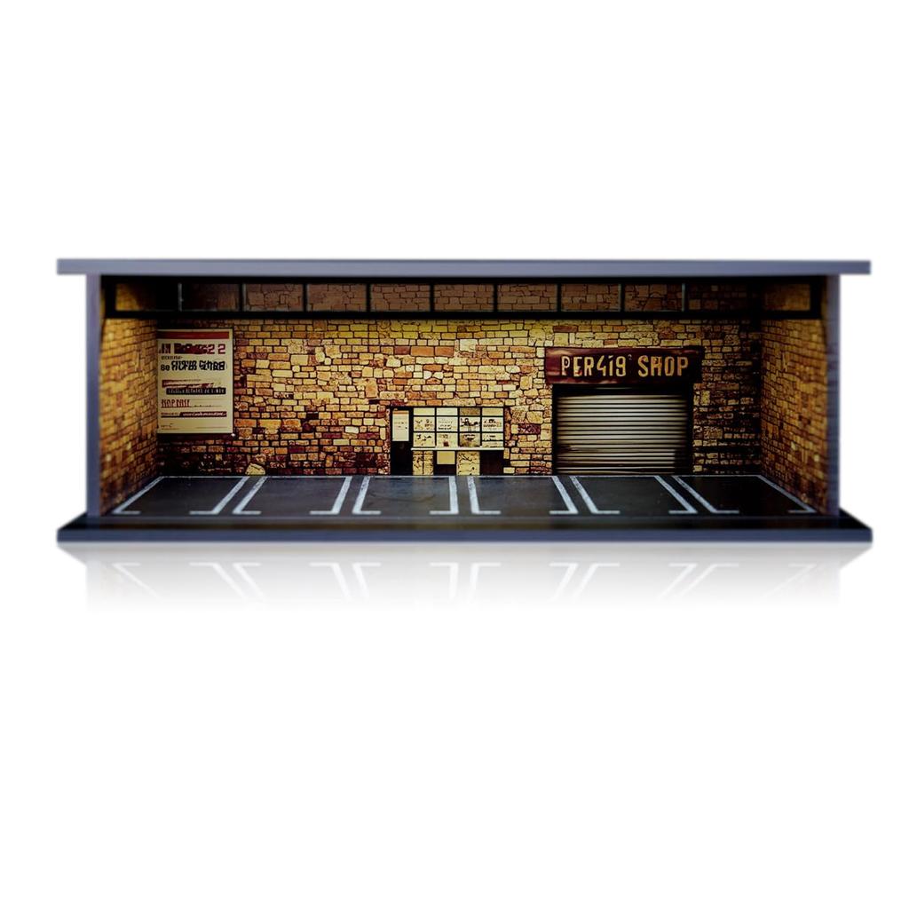 LAHPAVER Scale Tomica Garage with LED Light Stackable Dustproof Parking Lot Miniature Car Desktop Gift 1/64 Bar, Model, Case, Decoration, (Yellow