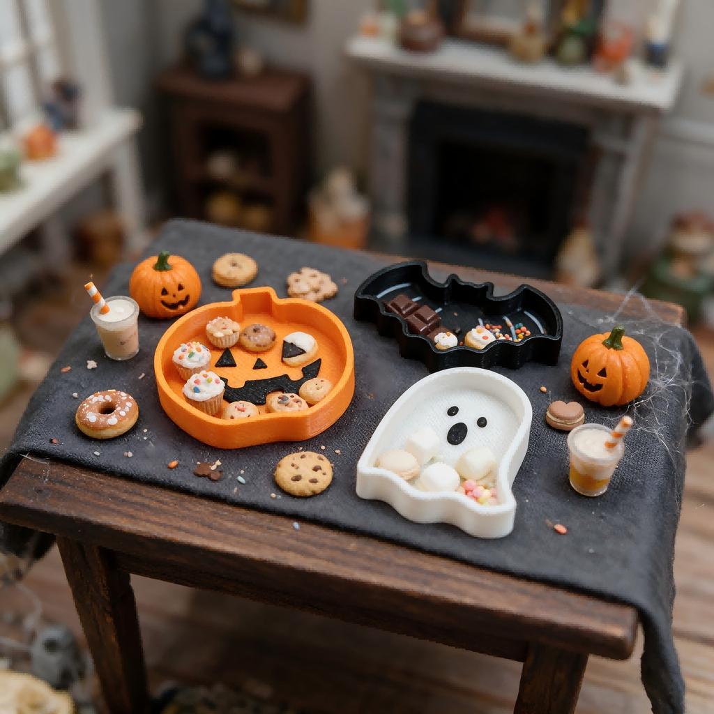 3D Printed Halloween Pumpkin Ghost Jewelry Tray, Creative Dish Holder, Holiday Decor Gift, Multi-Purpose Desk Organizer