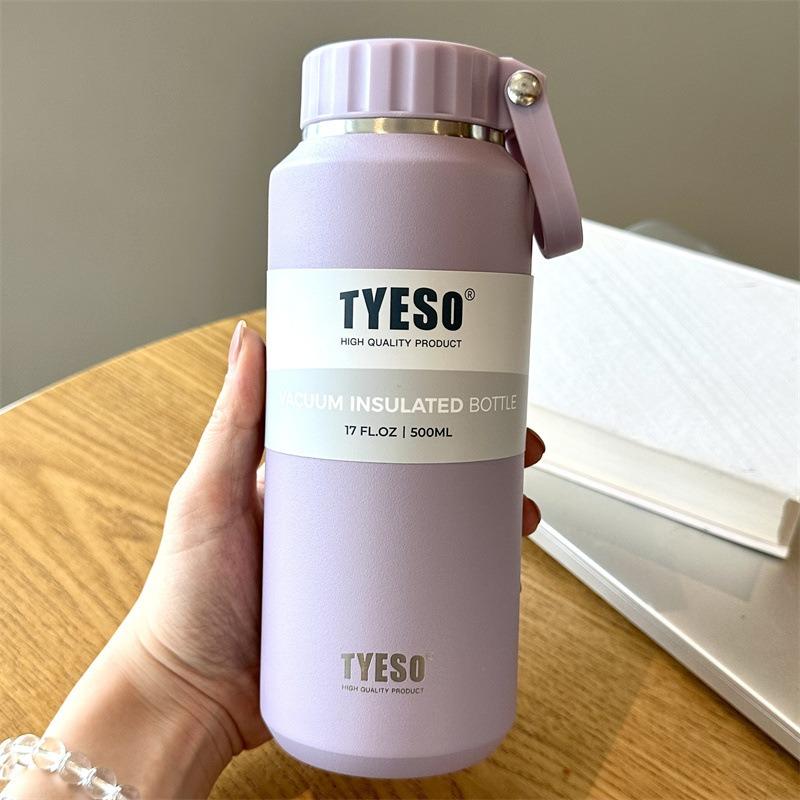 TYESO 500/710ml Sports Thermos Cup Double Wall Vacuum Flask Stainless Steel Thermal Mug with Handle Portable Outdoor Travel Cups