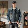 Xintang Men's Distressed Denim Jacket 2025: Trendy Ripped Retro Pique Casual Jacket
