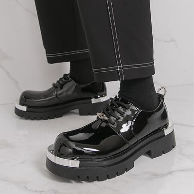 Nowe spersonalizowane męskie buty robocze na grubej podeszwie z dużym noskiem, codzienne, w koreańskim stylu, podwyższające, trend w brytyjskim stylu punkowym, skórzane buty