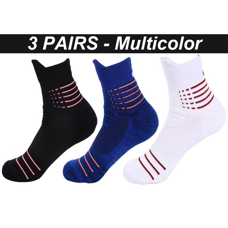 Ανδρικές αθλητικές κάλτσες υψηλής ποιότητας Βαμβακερά παπούτσια μπάσκετ για υπαίθρια αναψυχή Αντιολισθητικά ανδρική κάλτσα 3 ζεύγη με απορρόφηση κραδασμών