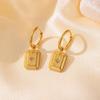 Fashion New Zircon Square Pendant Necklace Earring Set Gold-Plated Stainless Steel  Sets Suitable For Party Gifts