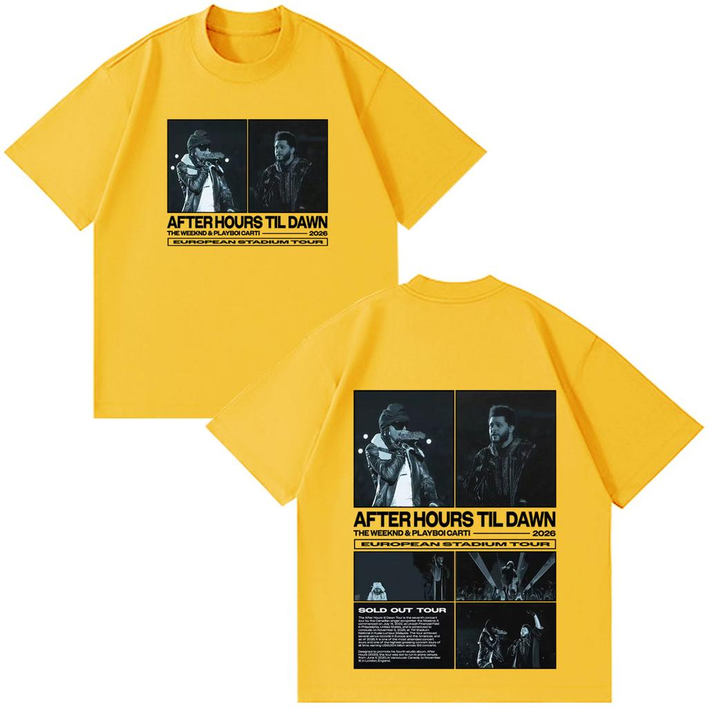 Rapper The Weeknd After Hours Til Dawn Mit Playboi Carti Tour 2026 Print T-Shirt Unisex Hip Hop Mode Vintage Baumwoll-T-Shirts