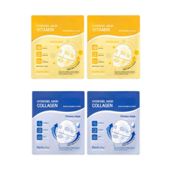 

FarmStay Hydrogel Mask Sheet Duo Set 1 коробка (4 листа) 25 г / 0,88 унции на лист (3 варианта) #1Box (Vit 2ea+Col 2ea)