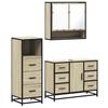 3 Piece Bathroom Furniture Set Sonoma Oak Wood Based Material