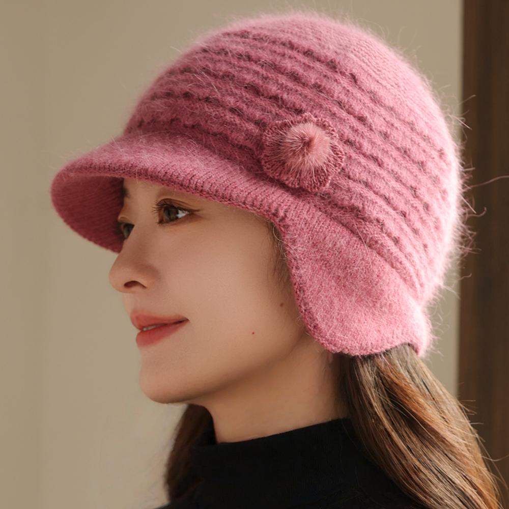 Women Fashion Winter Keep Warm Hat Female Dandy Beanie Hats For Women Casual Rabbit Fur Blend Knit Hat