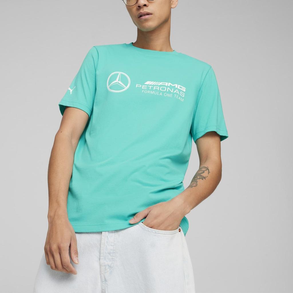 Puma Mercedes-AMG Petronas Logo Print Casual Crew Neck T-Shirt Men Tops Blue 623762-05