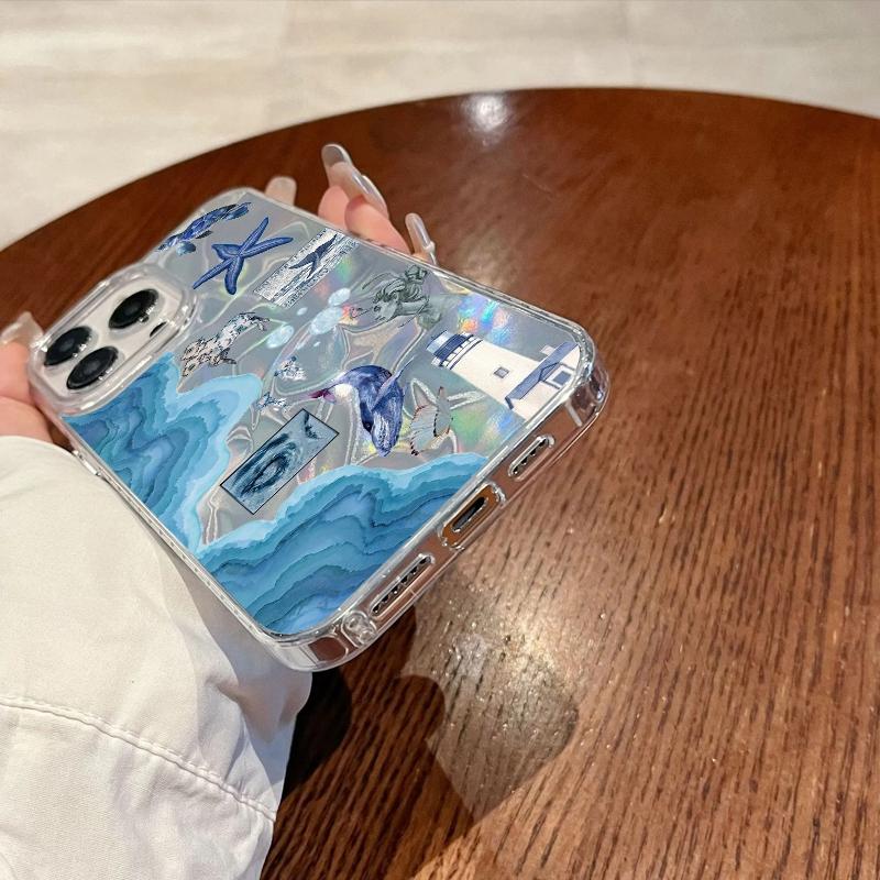 Retro Sun Marine Floral Eyes Girls Women Phone Case For Apple iphone 16 15 14 13 Pro Max 16e 12 11 7 8 Plus XR SE Fundas Cover