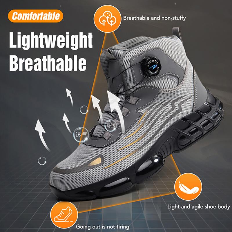 High-top Rotating Button New Safety Shoes Men Anti-smash Anti-puncture Work Shoes Fashion Men Sport Shoes Security Protective Boots Men