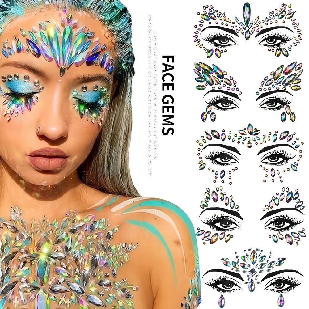 Carnival/Mardi Gras/Masquerade Cat Makeup 5sheets/set Aurora Crystal Stickers AB Colorful For Halloween Sparkling Rhinestone Design Accessories 5sheets/set разноцветные