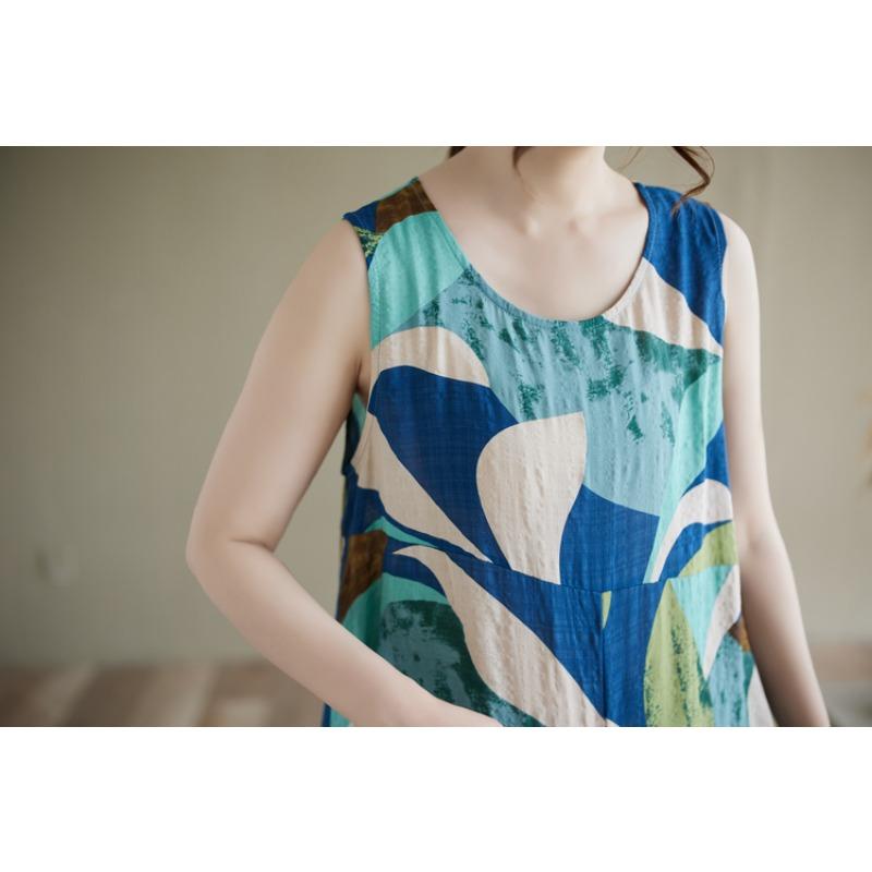 DIMANAF 2025 Vară Femei Mărimi Mari Rochie Vintage Largă De Bază Fără Mâneci Casual Lungă Nouă Supradimensionată