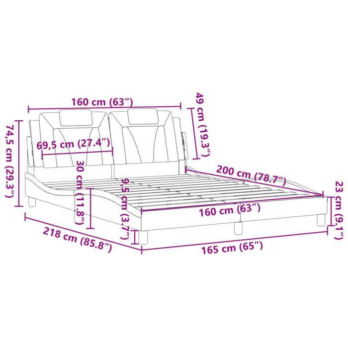 VidaXL Cadre de Lit avec Tête de Lit, Lit Rembourré avec Coussin, Lit Double, Lit Adulte Chambre, Moderne, Blanc 160x200 cm 3208104