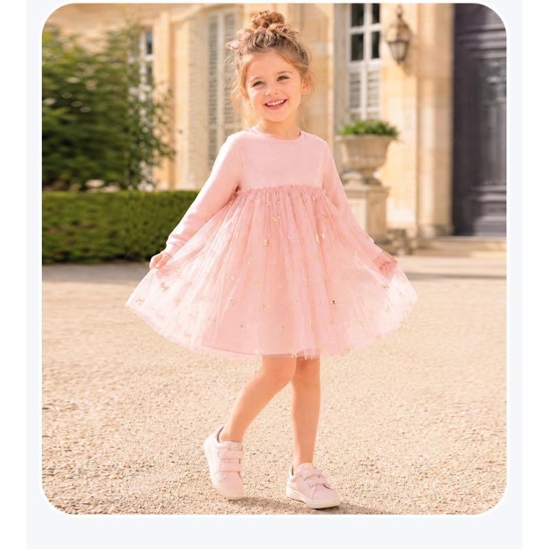 Girls' Mesh Dress, Autumn Children's Princess Dress, Long Sleeved Baby Dress