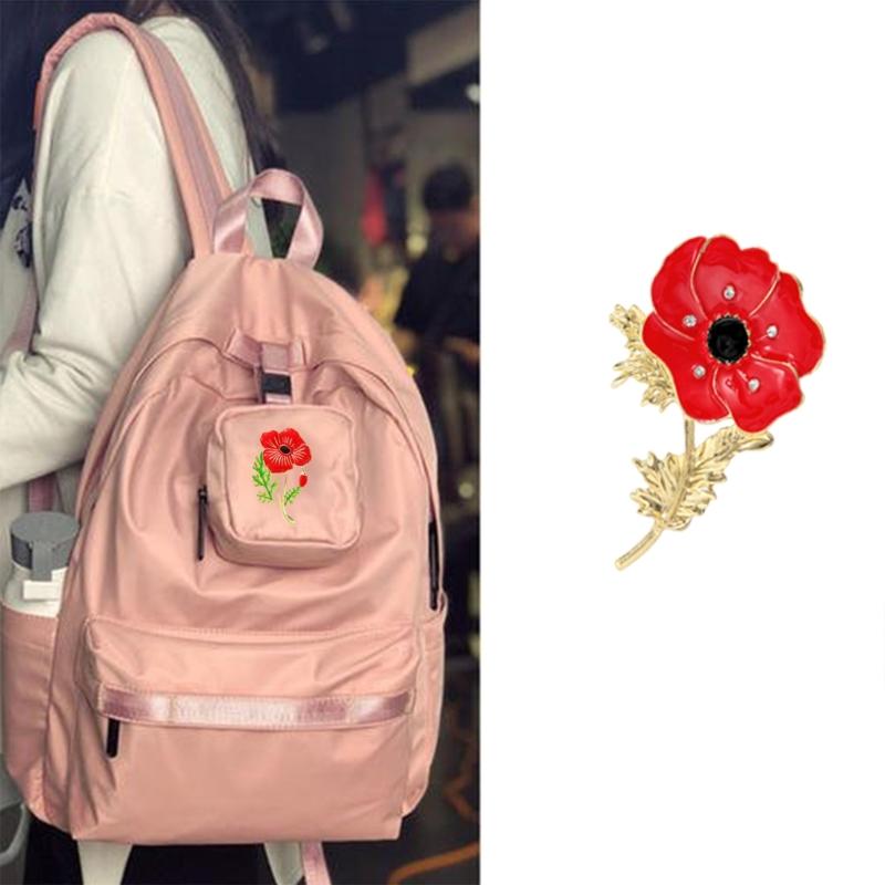 Enamel Poppies Flower Brooch Unisex Plant Pin Elegant Banquet Party Lapel Pin Accessory Gift for Fashion Forward Women