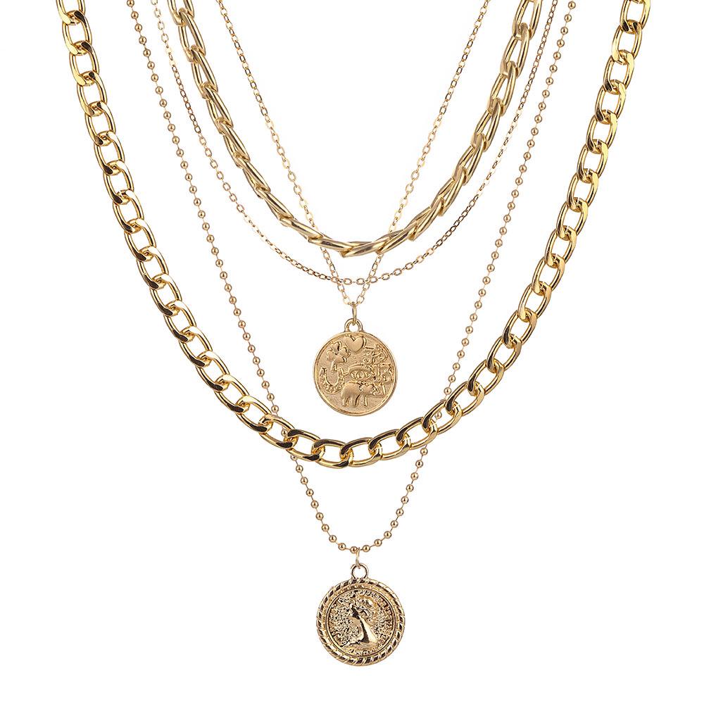 Women's Trendy Multi-Layer Round Pendant Necklace