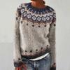 Knitted Women Sweater Print O-neck Long Sleeve Casual Loose Sweaters Female Winter Elegant Trendy Ladies Clothes
