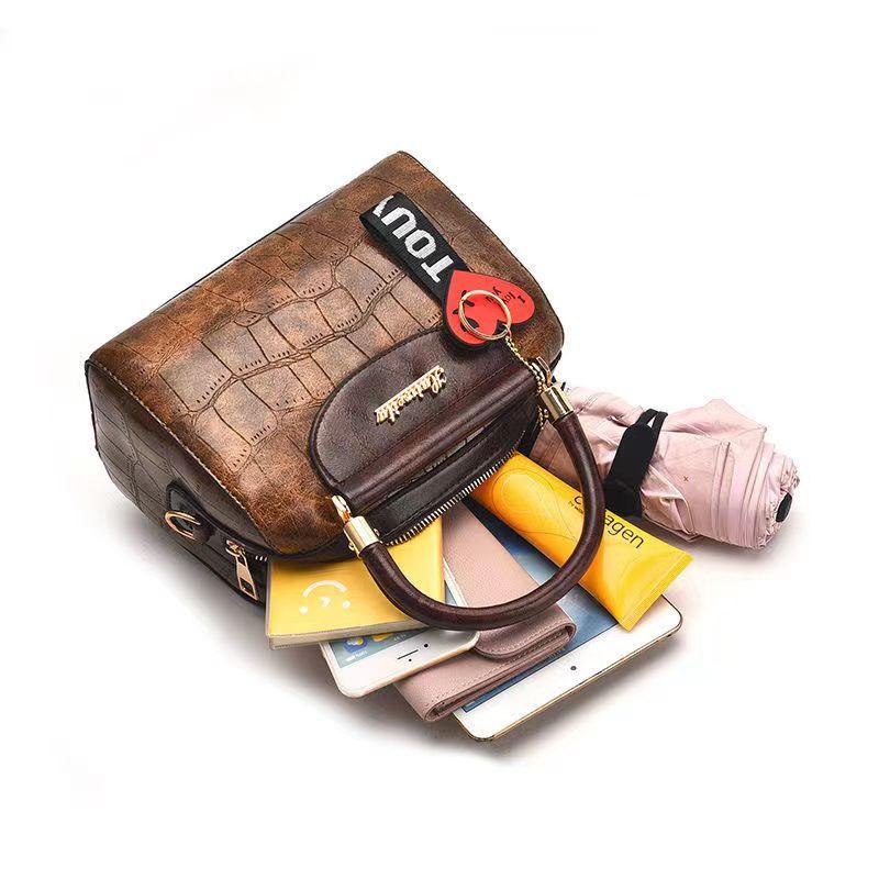 Women's Top-handle Bags Ladies Versatile Boston Tote Shoulder Messenger Bag PU Leather Crossbody Bags for Women