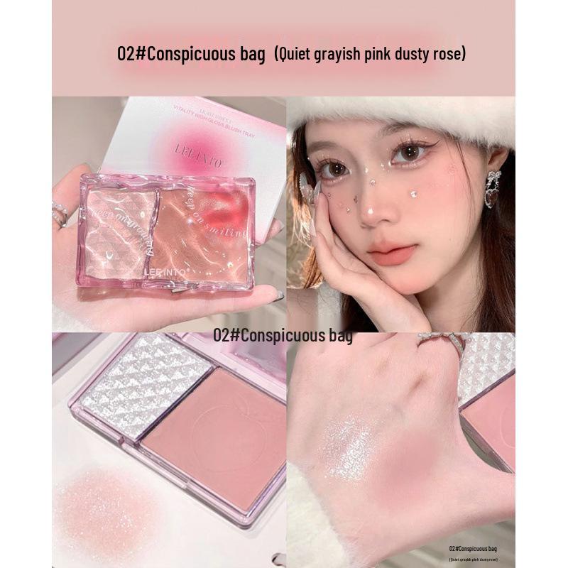 LEEINTO Sweet Glow Highlighter & Blush Palette - Pearl Shimmer, Long-Lasting, Youthful Finish Blush 8g + Highlighter 6.6g