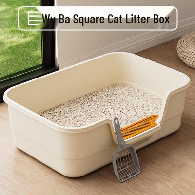 Extra Large Splash-Proof High-Sided Cat Litter Box, Semi-Enclosed & Easy To Clean