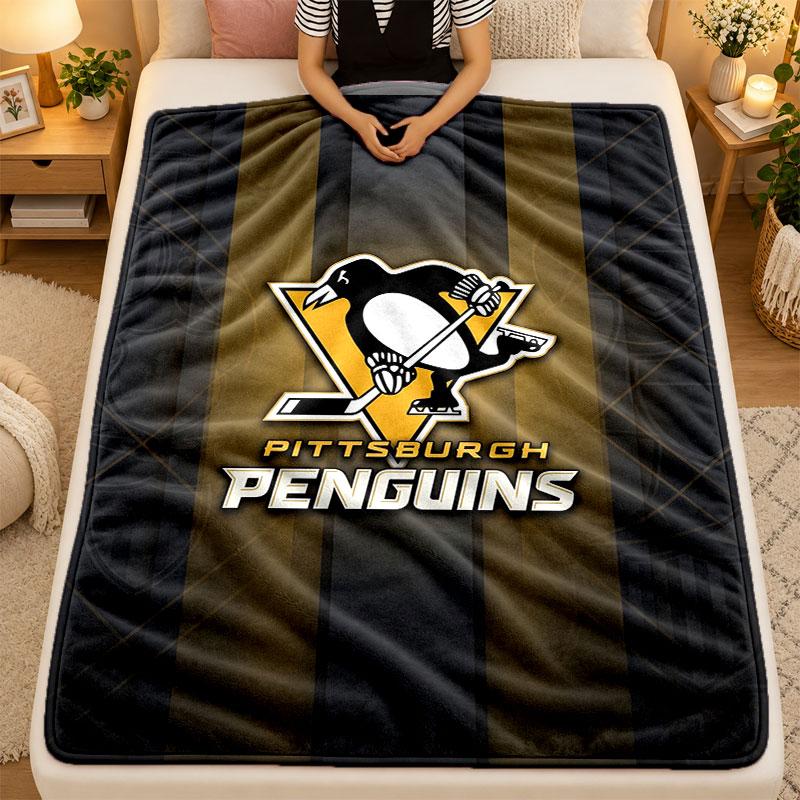 Flannel BlanketPittsburgh Penguins Warm Soft Throw Blanket for Indoor Sofa Bed Living Room Use