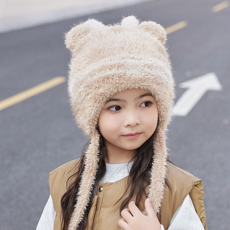 Kinder Strick Bärenmütze mit Wärme- und Winddicht-Eigenschaften für Winter-Outdoor-Spiel