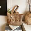Große strohgewebte Tragetasche im französischen Stil für Damen, lässige Strandtasche, Umhängetasche