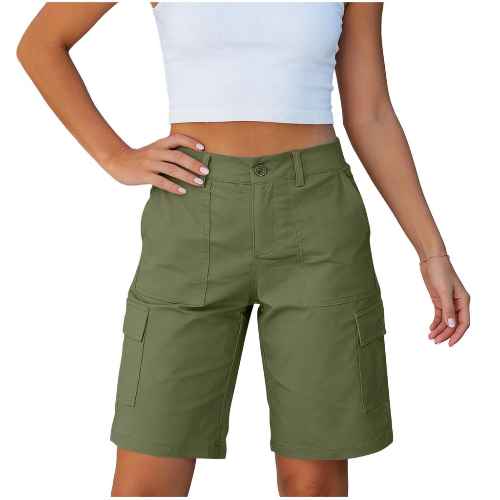 Pantaloncini da Trekking da Donna Leggeri Vita Elastica Lunghezza al Ginocchio Pantaloncini Cargo Golf Casual Estivi Pantaloncini Bermuda