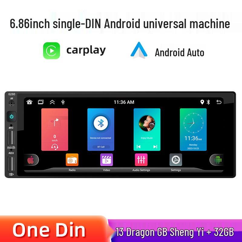 

6.86 Однодиновая Android автомагнитола с беспроводным CarPlay и HD дисплеем 1+32GB