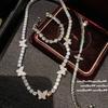 Italian Vintage Butterfly Gem Necklace Vintage Sparkling, Flower Sugar Cube Zircon Bracelet Set