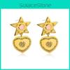 Retro Metal Star Heart Dangle Earrings Elegant Alloy Unisex Jewelry