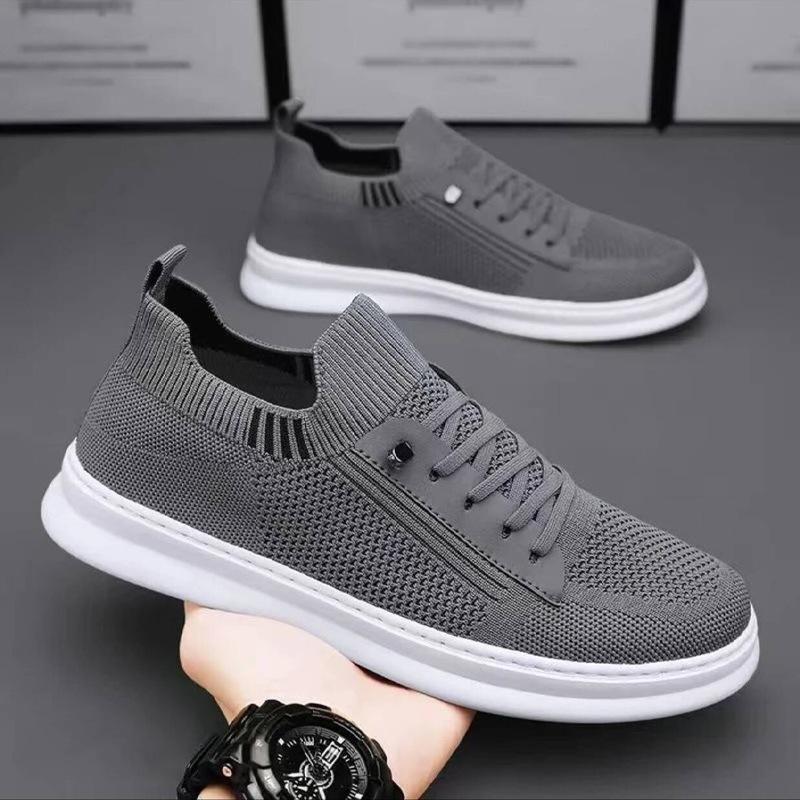 2025 Spring New Shoes for Men Mesh Casual Shoes Breathable Flat Skateboard Shoes Slip-on Sneaker