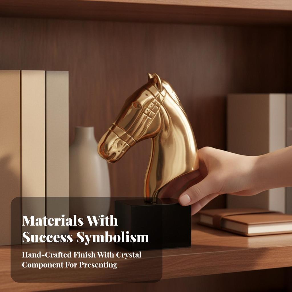 Horse Head Bust Modern Sculpture with Marble Base Traditional for Office