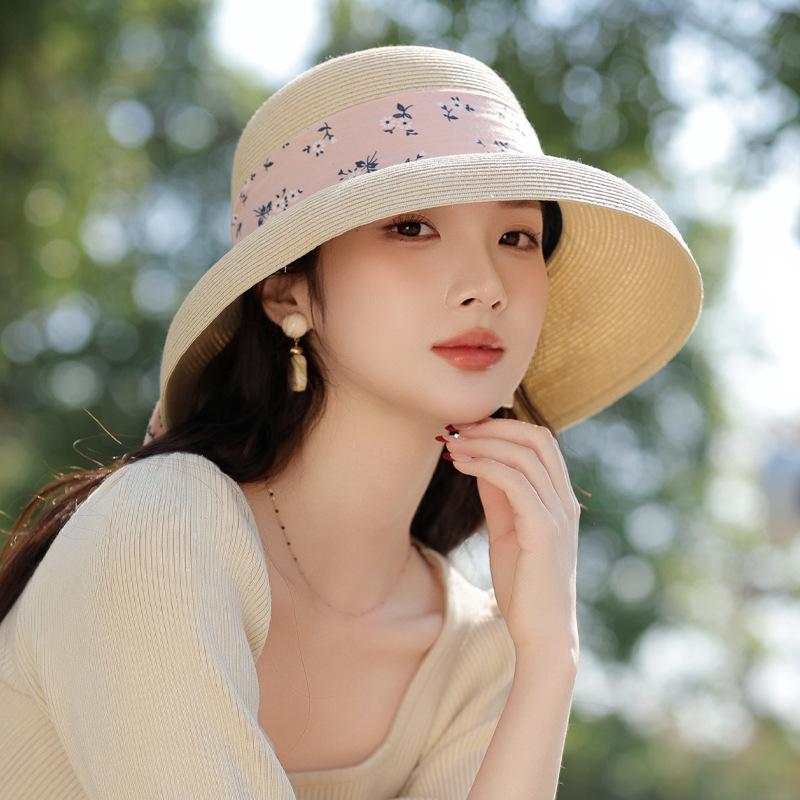 Summer New Hat Women's Streamer Lafite Straw Hat Summer Outdoor Sun Hat Sun Hat