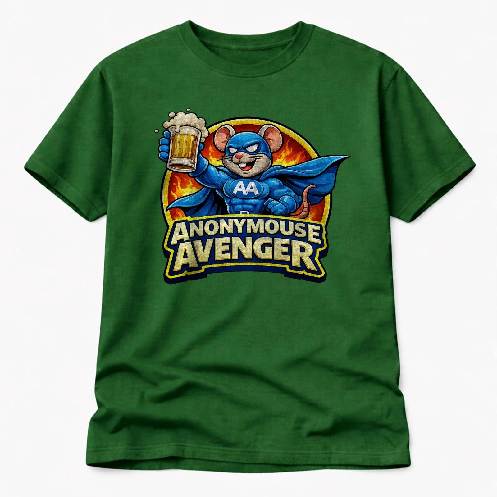Funny Graphic T-Shirt Men – Anonymouse Avenger Superhero Mouse Beer Parody S