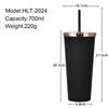 Plastic Water Cup Fashionable Rose Gold Cover Matte Multi-Color Double-Layer Plastic Straw Cup