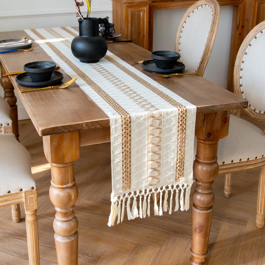 Interior Mat Decorative Dining Table Cloth Table Flag Long Table Mat Cotton And Linen Woven Cover Fabric Retro Classic Home