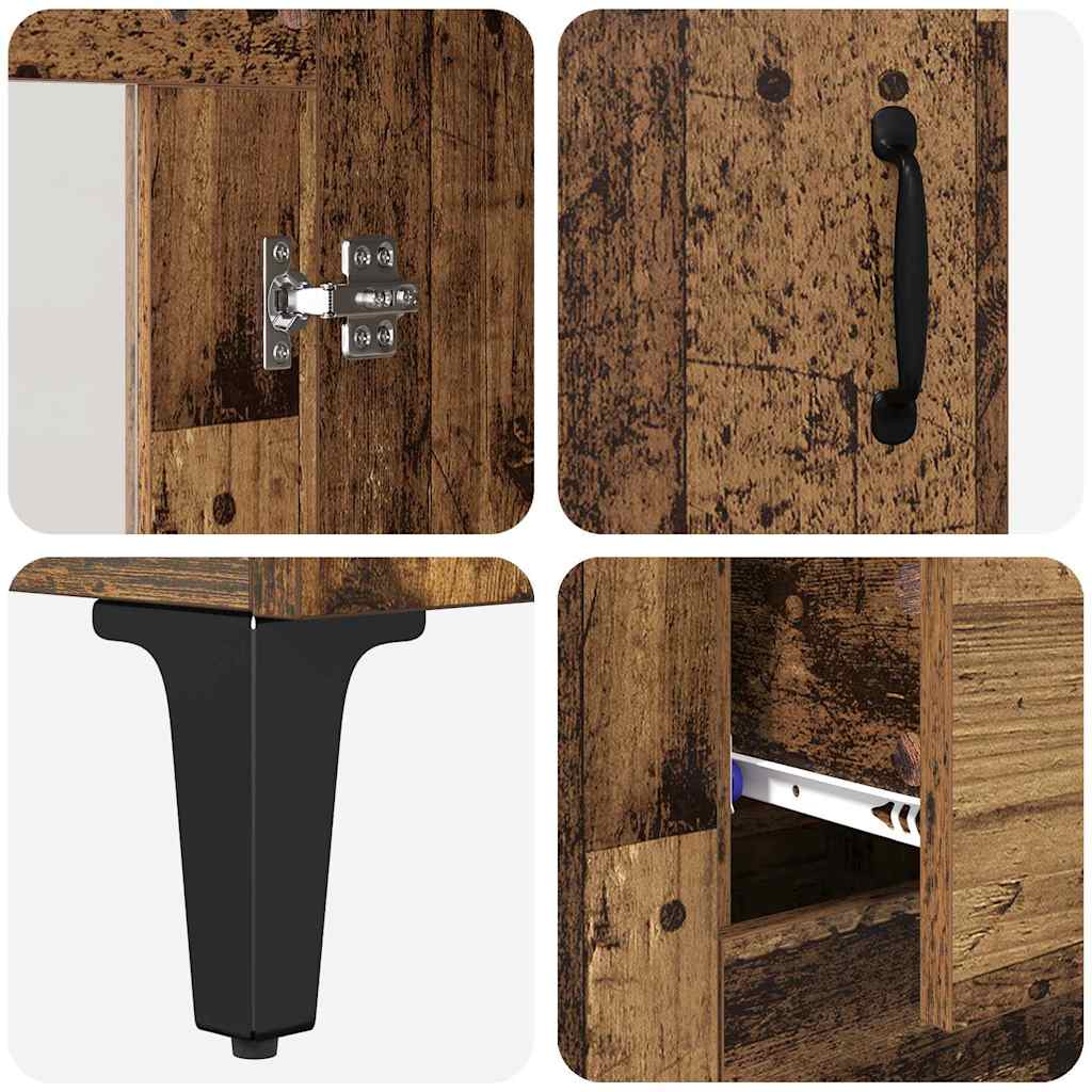 Wall Mounted Highboard Reclaimed Wood Look 69.5 x 34 x 180 cm Engineered Wood