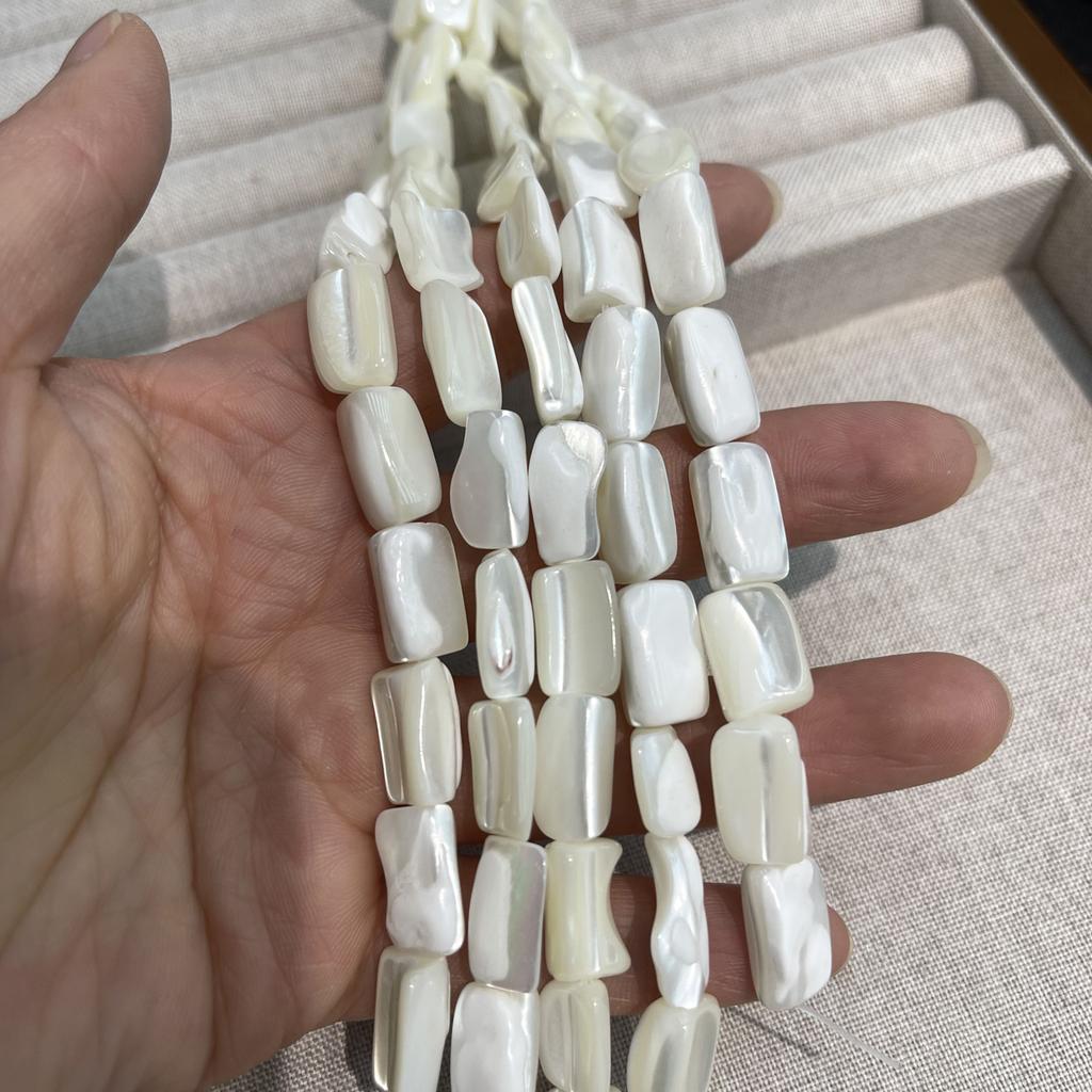 3 prameny, Bílé přírodní perly z sladkovodních mušlí, 12×20-13×22 mm, Ručně vyráběné korálky z mušlí ve tvaru podkovy pro výrobu šperků DIY 18 cm