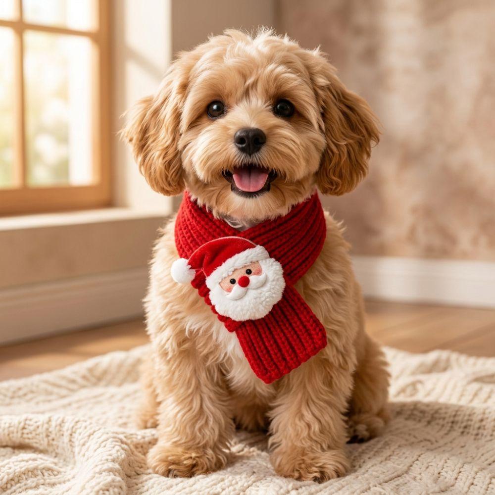 Reindeer Puppy Knitted Scarf Santa Claus Pet Winter Warm Scarf Pet Christmas Scarf Christmas Party