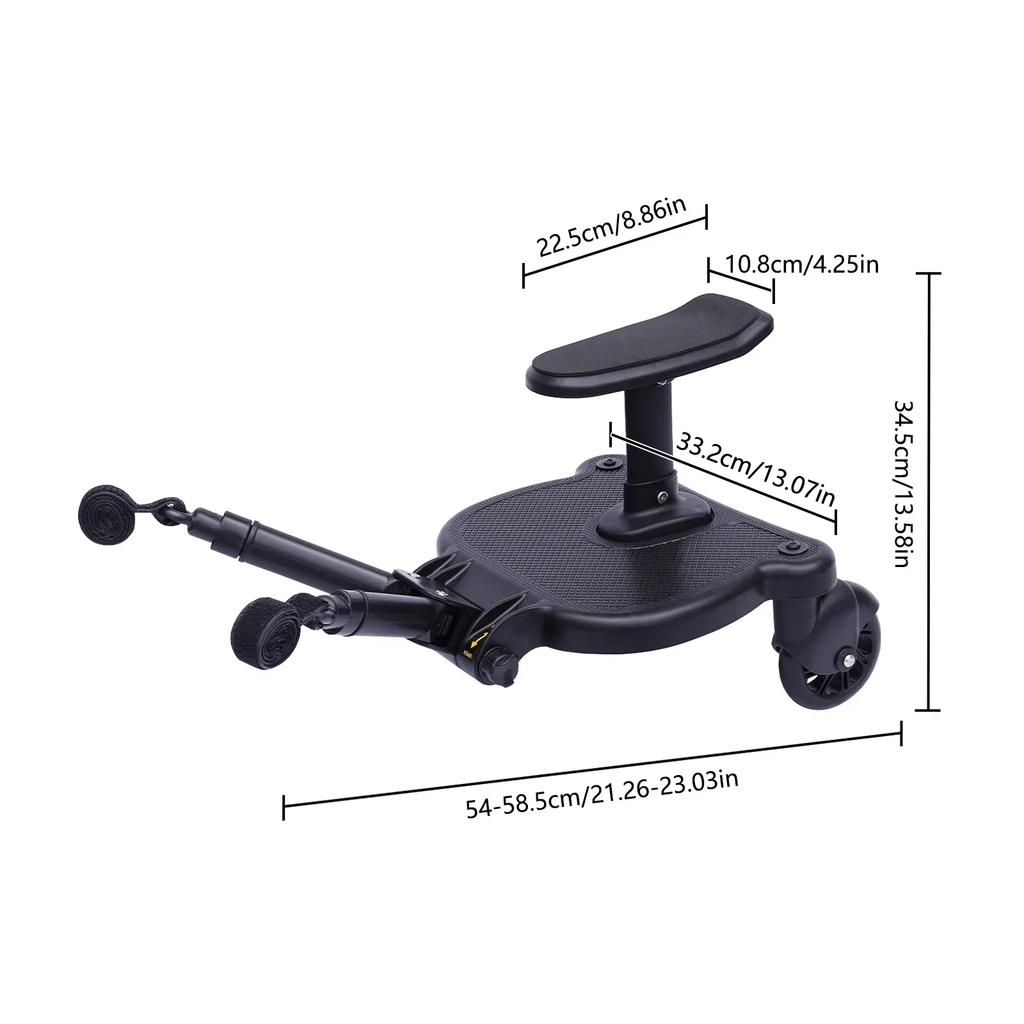 Max. 25kg 360 ° Rotate Buggy Board with Seat Universal Pram Standing Board for Children Pram Accessory Kiddy Board