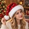 Christmas Decoration for Holiday Events Sparkly Santa Hat Women Men, Glitter Sequin with White Fluffy Trim Gift Friends Family And Pom Pom,