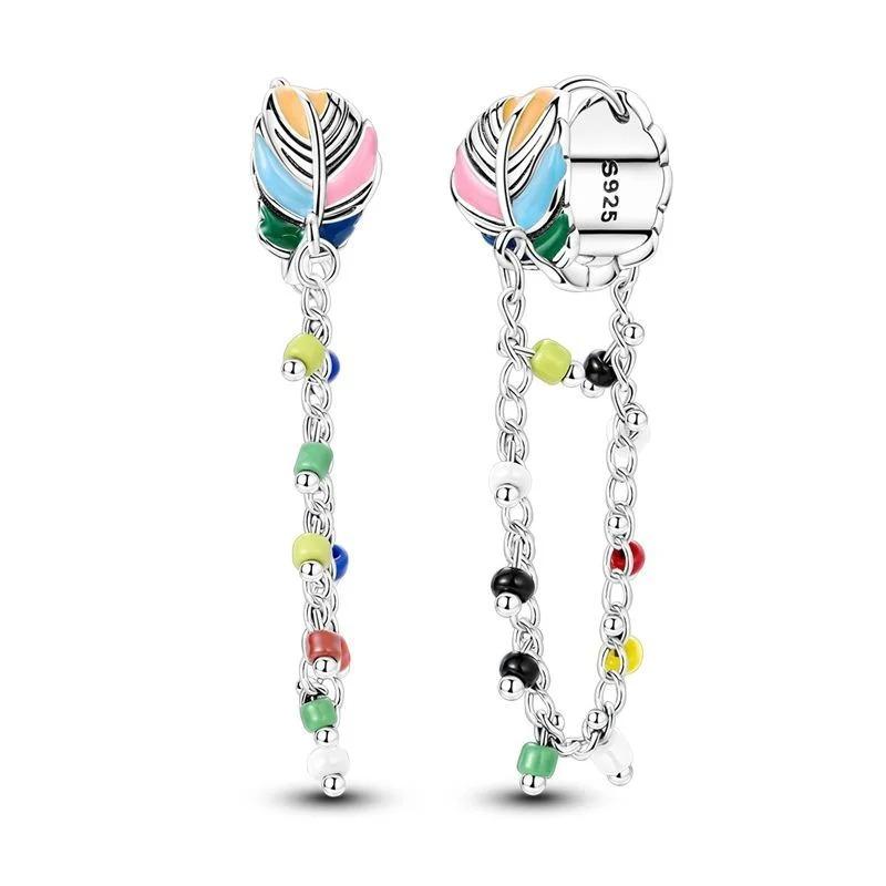 925 Silver Feather Charms Beads Dreamcatcher Lucky Pendants for DIY Bracelets Necklace Women Jewelry Gifts