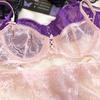 Sexy Hollow Bra French Ultra Thin Lace Embroidery Women Lingerie Set Underwire Push Up Bras Breathable Underwear and Panties Set