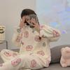 Cozy Coral Fleece Cartoon Pajama Set for Women – Perfect for Autumn and Winter
