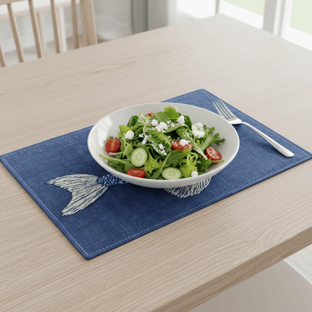 4PCS 2D Fish Pattern Place Mat Non-Slip Heat Insulation Pad Practical Table Mat  Table Decor