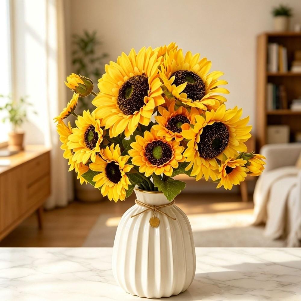 3 Branches Fake Sunflowers 85cm Silk Sunflowers Large Simulation Sunflowers Home Decoration